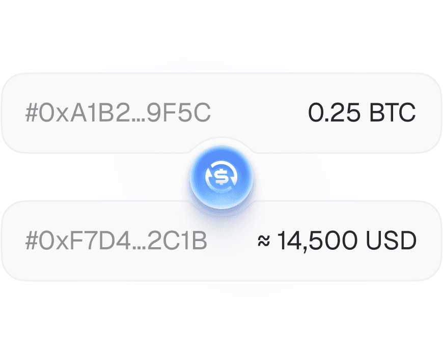 Transfer screen showing send and receive flow with low fee indicator